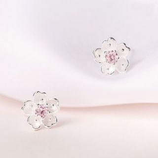 925 Sterling Silver Flower Earring 1 Pair - 925 Sterling Silver Flower Earring - One Size