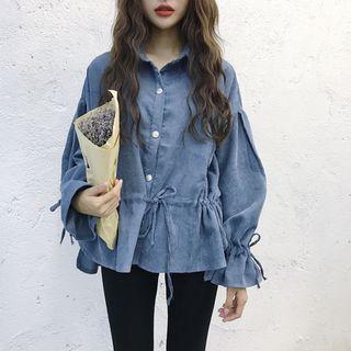 Long-sleeve Drawstring Corduroy Top