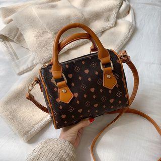 Printed Faux Leather Barrel Bag