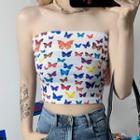 Butterfly Print Tube Top Multicolor - One Size