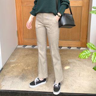 Seam-trim Plaid Boot-cut Pants