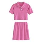 Set: Short-sleeve Slim Fit Polo Shirt + Mini Skirt