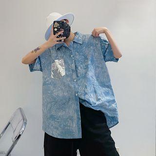 Embroider Two Tone Oversized Shirt