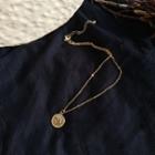 Coin Pendant Necklace 1pc - Gold - One Size