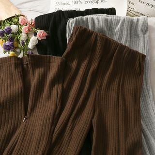 Slit-hem Boot-cut Knit Pants