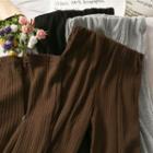 Slit-hem Boot-cut Knit Pants