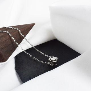 Embossed Cube Necklace Silver - One Size