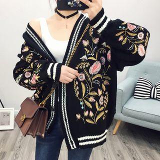 Embroidered Loose Fit Cardigan