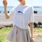 Round-neck Dolphin Print T-shirt