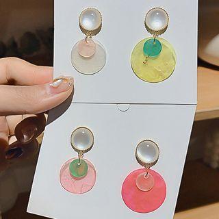 Cat Eye Stone Disc Dangle Earring