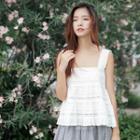 Wide-strap Eyelet Lace Top