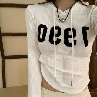 Numbering Long-sleeve Hooded T-shirt