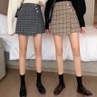 High-waist Plaid Woolen Mini Skirt