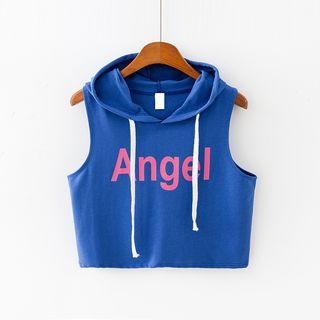 Sleeveless Letter Cropped Hoodie