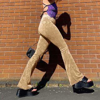 High Waist Flower Printed Boot-cut Pants