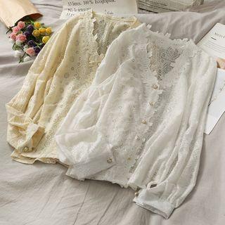 Eyelet V-neck Lace Top