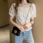 Short-sleeve Square-neck Ruffled Top