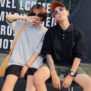 Couple Matching Elbow Sleeve Polo Shirt