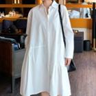 Lapel Wide Medium Long Shirtdress