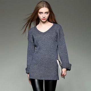 V-neck Knit Long Sweater