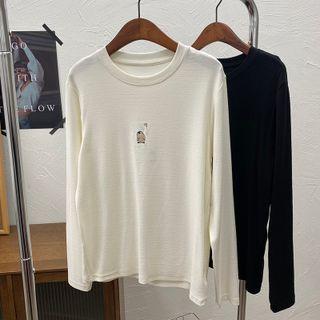 Long Sleeve Penguin Embroidered T-shirt
