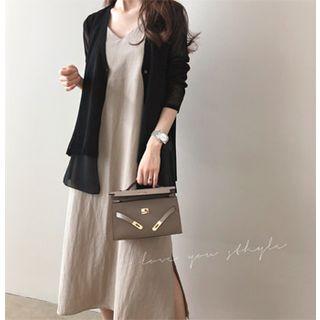 V-neck Shirred-detail Cardigan