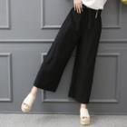 Belted Cotton Wide-leg Pants