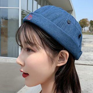 Letter Embroidered Denim Brimless Hat