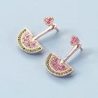 Sterling Silver Rhinestone Watermelon Stud Earring 1 Pair - Rose Gold - One Size