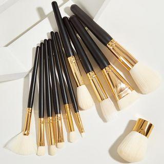 Set Of 11: Makeup Brush 11 Pcs - Black & Gold - One Size