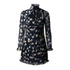 Floral Long-sleeve Mini A-line Dress