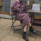 Set: Woolen Button Jacket + Midi Fitted Skirt