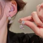 Flower Rhinestone Alloy Open Hoop Earring 1 Pair - Silver - One Size