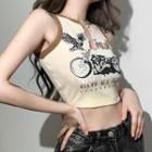 Vintage Graphic Print Cropped Tank Top