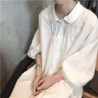 Plain Batwing-sleeve Loose-fit Shirt Dress