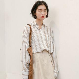 Striped Shirt Beige Stripes - White - One Size