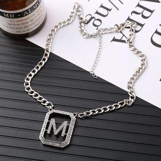 Stainless Steel Letter M Pendant Necklace Silver - One Size