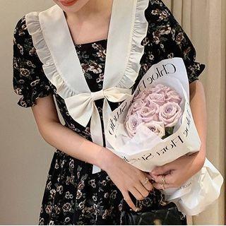 Short-sleeve Sailor Collar Floral A-line Dress (various Designs)