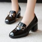 Patent Buckled Chunky Heel Loafers