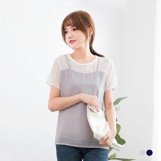 Chiffon Mock Two Piece Spaghetti Strap Top