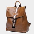 Genuine Leather Flap Panel Backpack