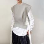 Cropped Paneled Vest Gray - One Size