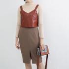 V-neck Faux-leather Camisole Top