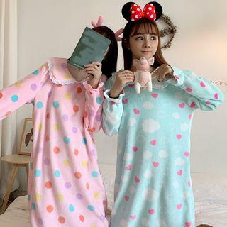 Peter Pan Collar Polka Dot Coral Sleep Dress