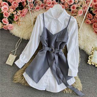 Long Sleeve Shirt Inset Camisole