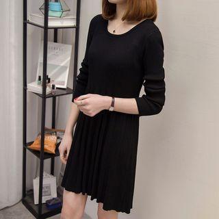 Accordion Pleat Knit Dress