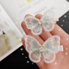 Rhinestone Butterfly Hair Clip White - One Size