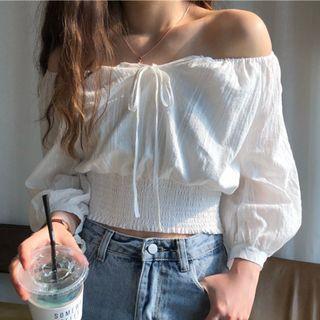 Lace-up Off-shoulder Blouse