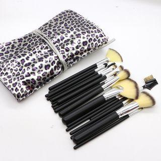 Set Of 21: Makeup Brush Leopard - Purple - One Size