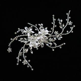 Bridal Rhinestone Flower Hair Clip White - One Size